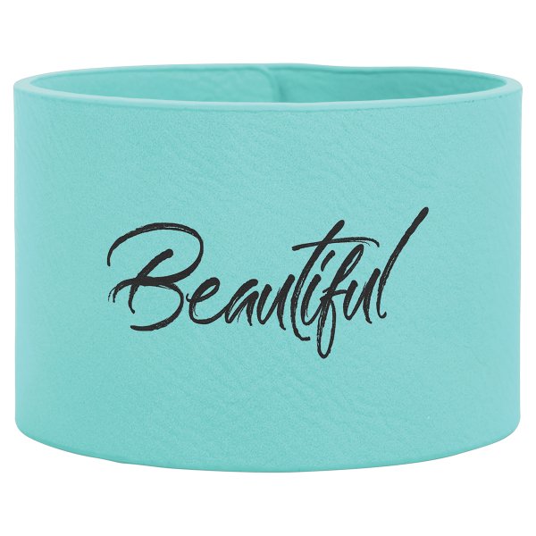 9 1/2" x 2" Teal Engraved Faux Leather Cuff Bracelet - Teal/Black