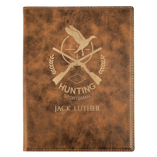 7" x 9" Rustic/Gold Engraved Faux Leather Small Portfolio with Notepad - Rustic