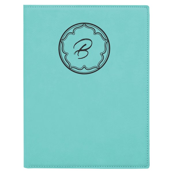 7" x 9" Teal Engraved Faux Leather Small Portfolio with Notepad - Teal