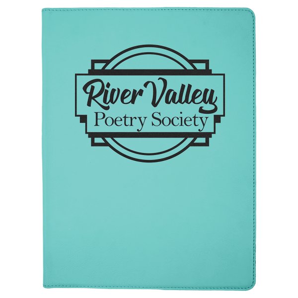 9 1/2" x 12" Teal Engraved Faux Leather Portfolio with Notepad - Teal