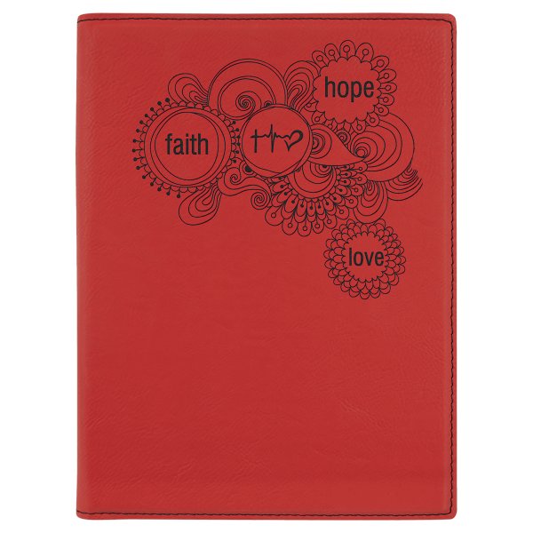 7" x 9" Red Engraved Faux Leather Small Portfolio with Notepad - Red