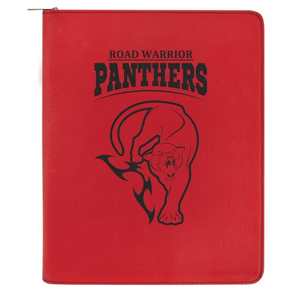 9 1/2" x 12" Red Engraved Faux Leather Portfolio with Zipper and Notepad - Red