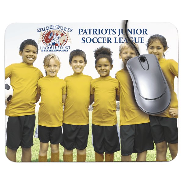 9 1/4" x 7 3/4" Rectangle Custom Printed Neoprene Mouse Pad - White/Black