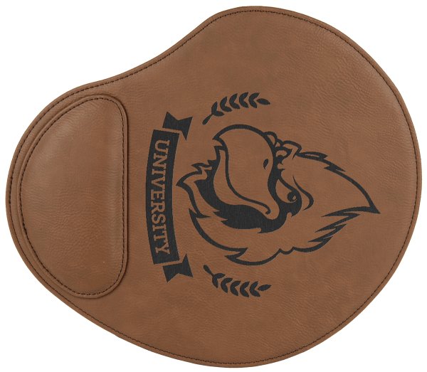 9" x 10 1/4" Dark Brown Engraved Faux Leather Mouse Pad - Dark Brown