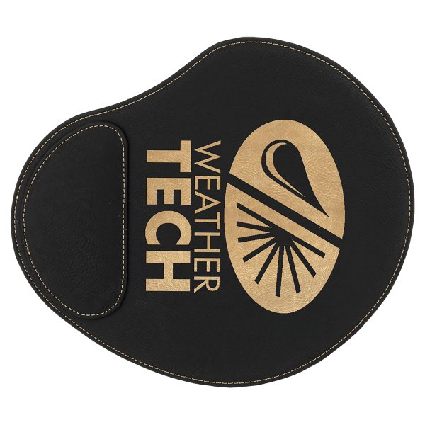 9" x 10 1/4" Black/Gold Engraved Faux Leather Mouse Pad - Black/Gold