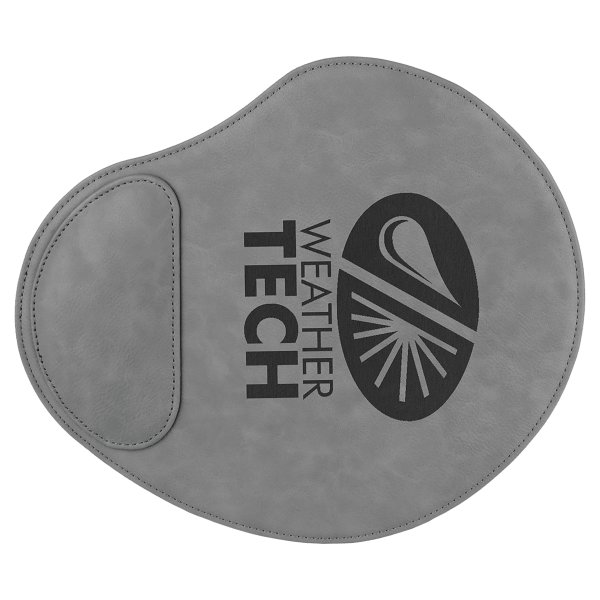 9" x 10 1/4" Gray Engraved Faux Leather Mouse Pad - Gray