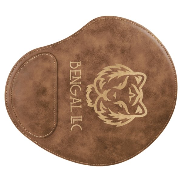 9" x 10 1/4" Rustic/Gold Engraved Faux Leather Mouse Pad - Rustic/Gold