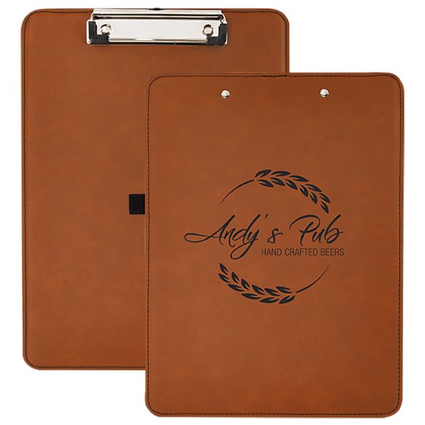 9" x 12 1/2" Rawhide Engraved Faux Leather Clipboard - Rawhide