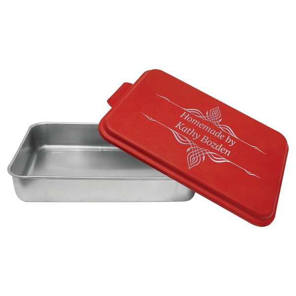 9" x 13" Aluminum Cake Pan with Red Lid - Silver/Red