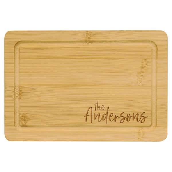 9" x 6" Bamboo Cutting Board with Drip Ring - Multi Brown