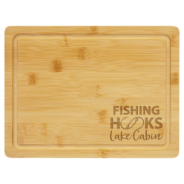 11 1/2" x 8 3/4" Bamboo Cutting Board with Drip Ring - Multi Brown