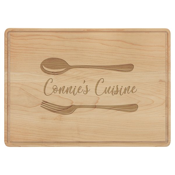 13 3/4" x 9 3/4" Maple Cutting Board with Drip Ring - Multi Brown