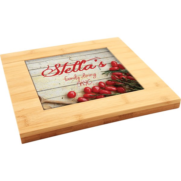 9" x 9" Bamboo Trivet with Recessed Area for 6" Tiles - Bamboo