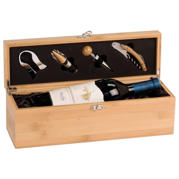 Bamboo Single Wine Box with Tools - Bamboo