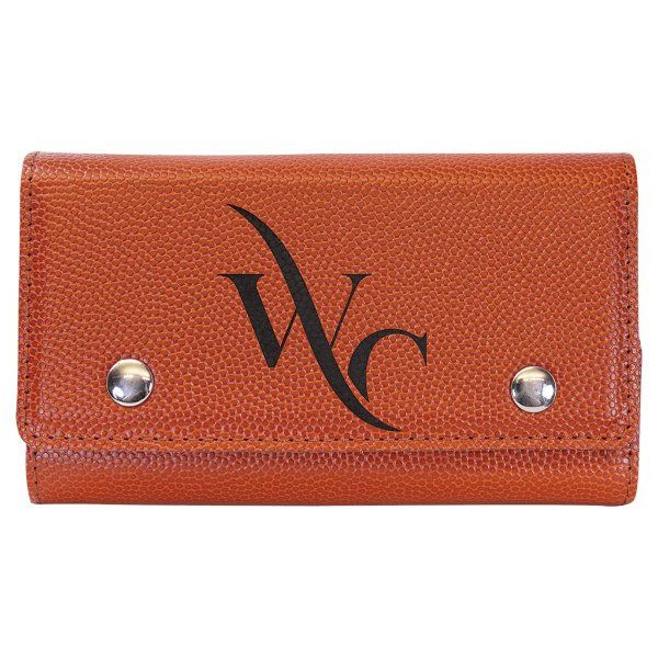 Basketball Engraved Faux Leather Card & Dice Set - Orange