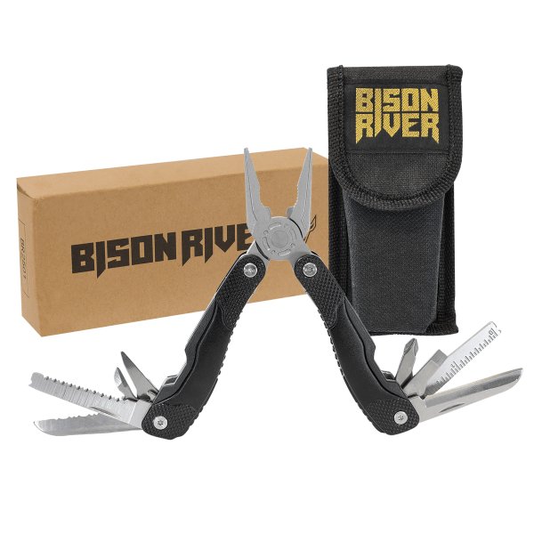 Bison River 4" Black 13 Function Multi Tool with Nylon Sheath - Black