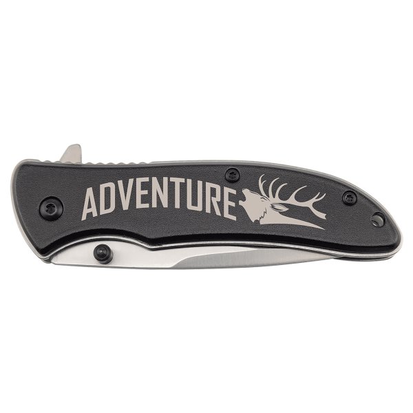 Bison River 4 1/4" Black Everyday Carry Knife - Black