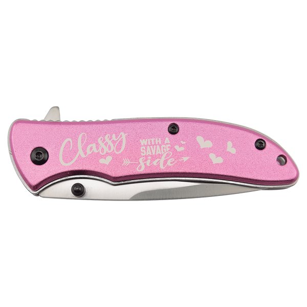 Bison River 4 1/4" Pink Everyday Carry Knife - Pink
