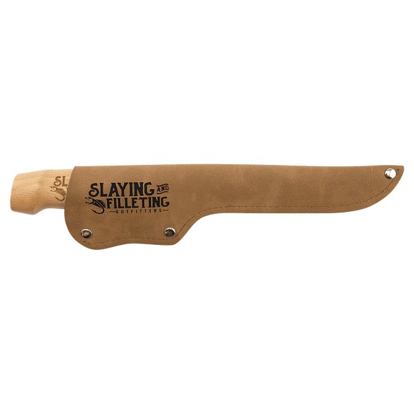 Bison River 7" Fillet Knife with Wood Handle and Leatherette Sheath - Woodgrain/Silver