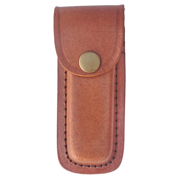 Bison River Leather Sheath with Snap Closure for Foldinig Knife up to 4" Long Closed - Brown