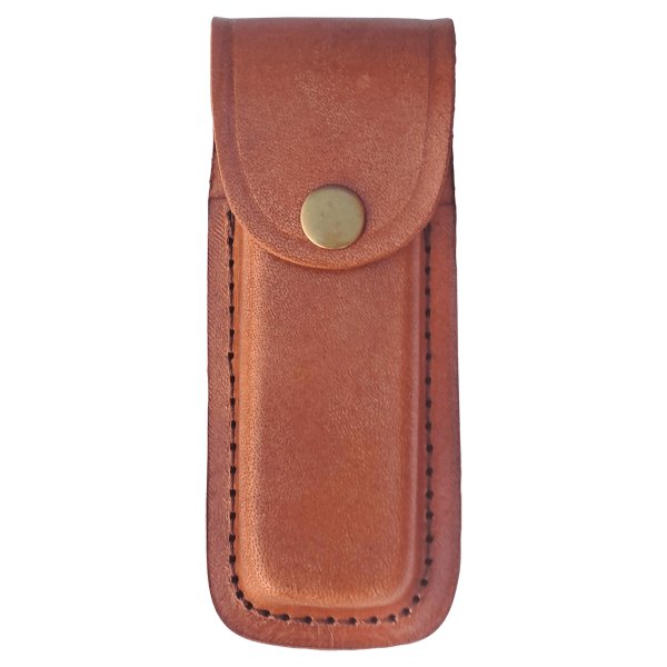 Bison River Leather Sheath with Snap Closure for Folding Knife up to 5" Long Closed - Brown