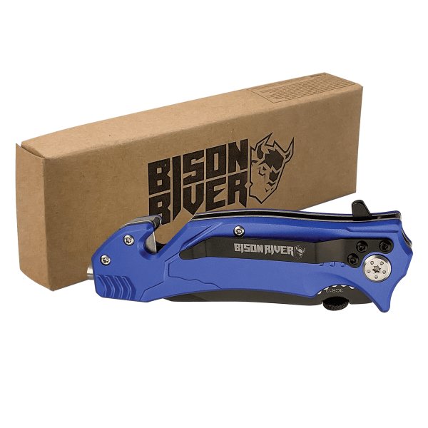 Bison River 4 1/2" Blue Rescue Knife - Blue