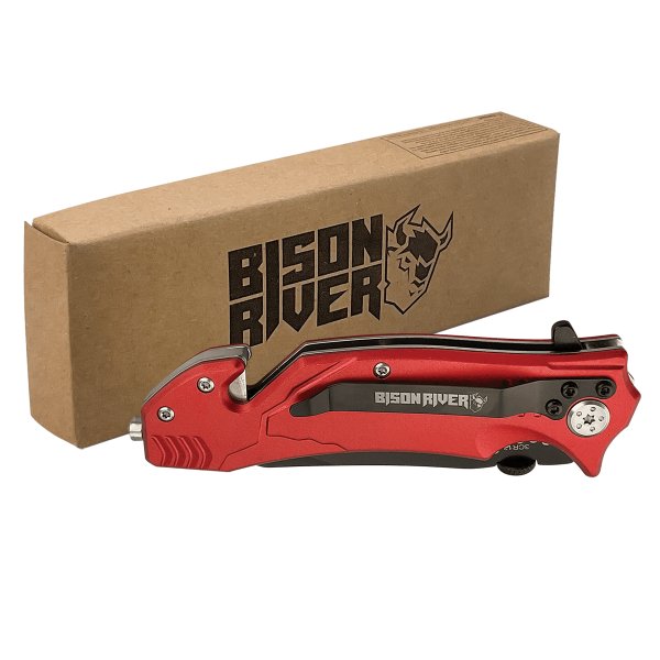 Bison River 4 1/2" Red Rescue Knife - Red