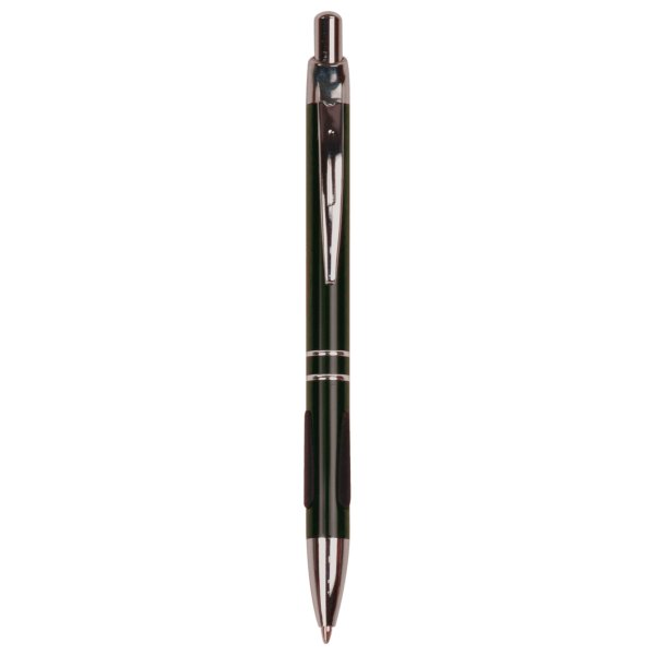 Black with Silver Trim Custom Engraved Pen with Gripper - Black/Silver