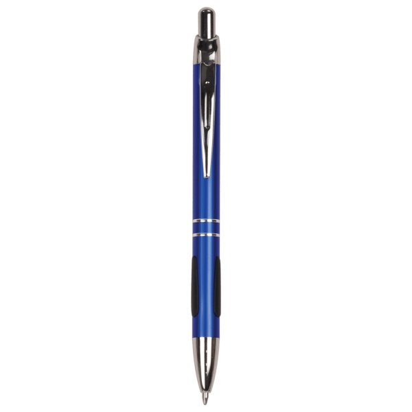 Blue with Silver Trim Custom Engraved Pen with Gripper - Blue/Silver