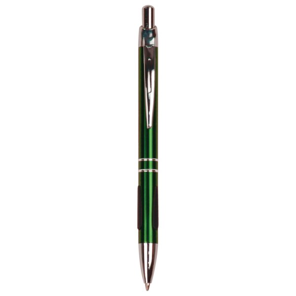 Green with Silver Trim Custom Engraved Pen with Gripper - Green/Silver