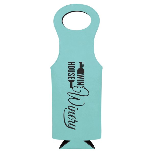 Teal Engraved Faux Leather Wine Bag - Teal