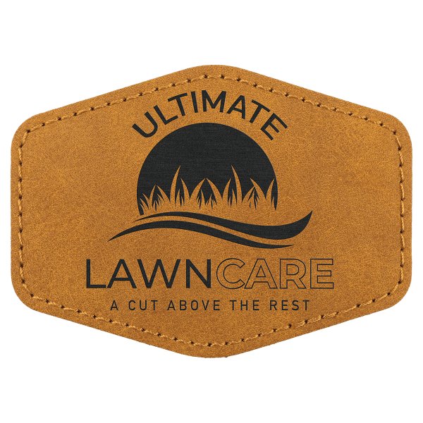 Hex Patch with Kota Pro Adhesive - Engraved Faux Leather, Creekside Collection 3 1/2" x 2 1/2", Light Brown - Light Brown