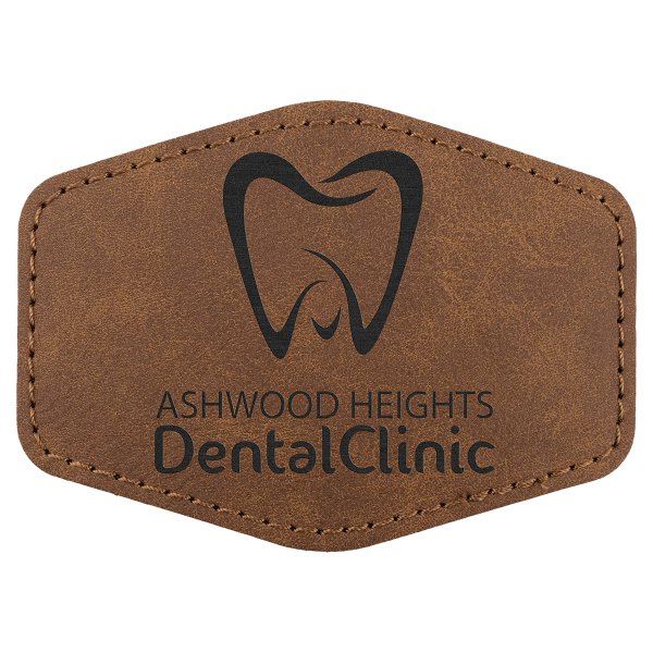 Hex Patch with Kota Pro Adhesive - Engraved Faux Leather, Creekside Collecttion 3 1/2" x 2 1/2", Dark Brown - Dark Brown
