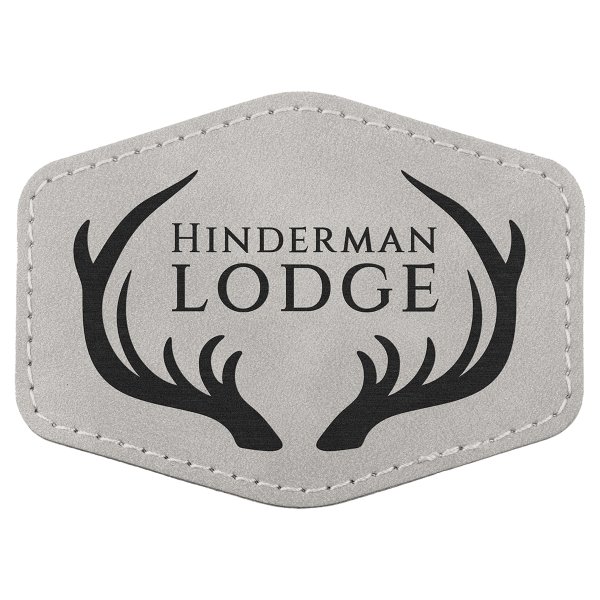 Hex Patch with Kota Pro Adhesive - Engraved Faux Leather, Creekside Collection 3 1/2" x 2 1/2", Light Gray - Light Gray