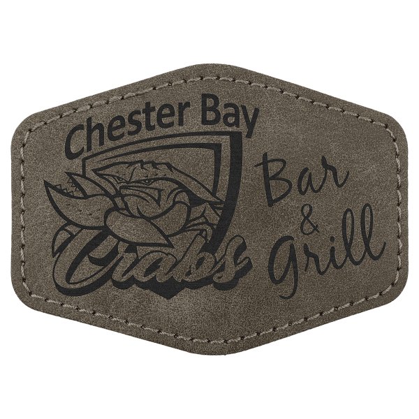 Hex Patch with Kota Pro Adhesive - Engraved Faux Leather, Creekside Collection 3 1/2" x 2 1/2", Dark Gray - Dark Gray