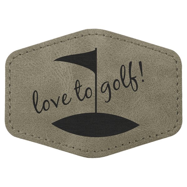 Hex Patch with Kota Pro Adhesive - Engraved Faux Leather, Creekside Collection, 3 1/2" x 2 1/2", Light Green - Light Gray