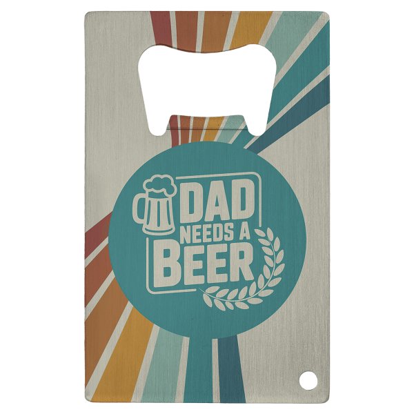 2 1/8" (L) x 3 3/8" (H) Stainless Steel Bottle Opener with Punch Hole - Silver