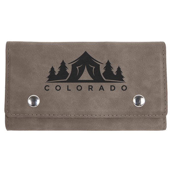 Gray Engraved Faux Leather Card & Dice Set - Gray/Silver