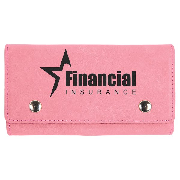 Pink Engraved Faux Leather Card & Dice Set - Pink/Silver