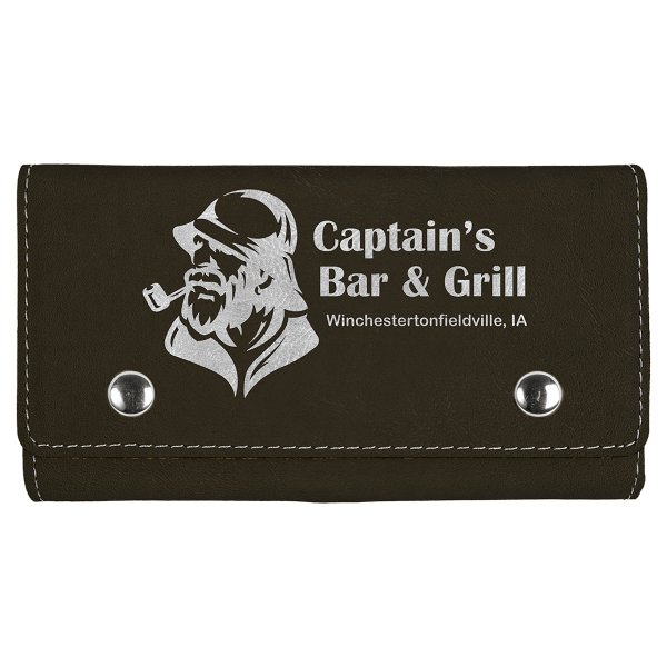 Black/Silver Engraved Faux Leather Card & Dice Set - Black/Silver