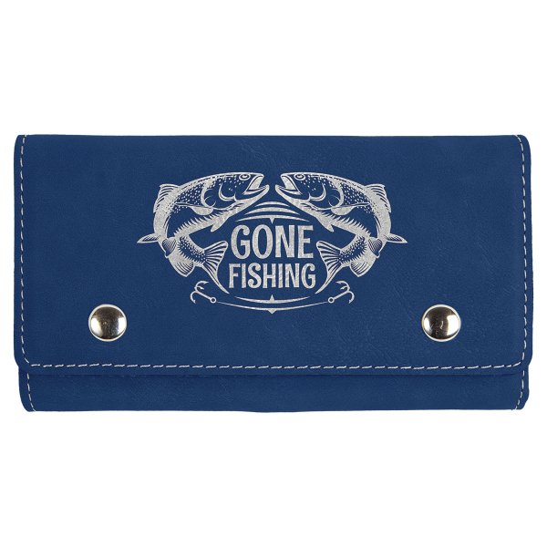 Blue/Silver Engraved Faux Leather Card & Dice Set - Blue/Silver