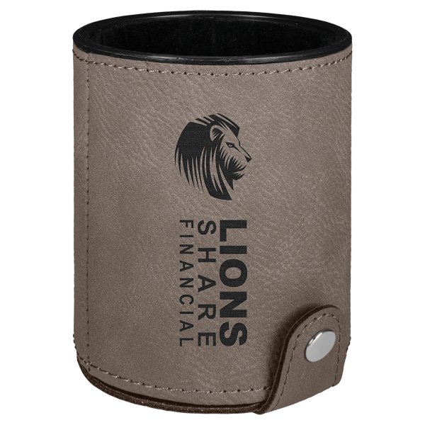 Gray Engraved Faux Leather Dice Cup with 5 Dice - Gray/Black/Silver