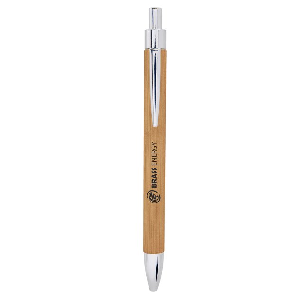 Bamboo Engraved Faux Leather Pen - Bamboo
