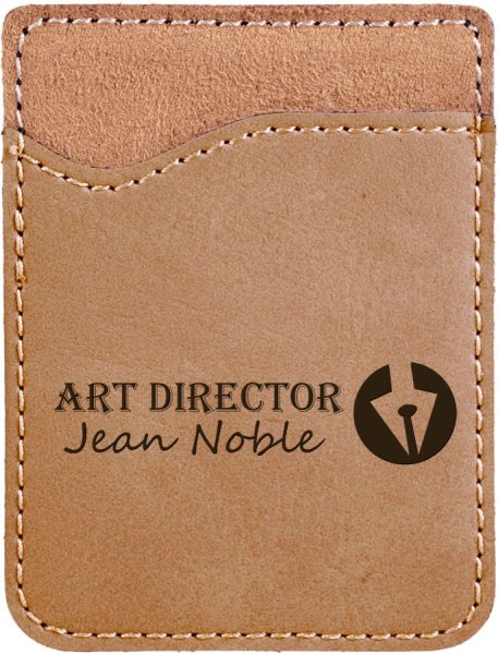 Light Brown Engraved Faux Leather Phone Wallet - Light Brown