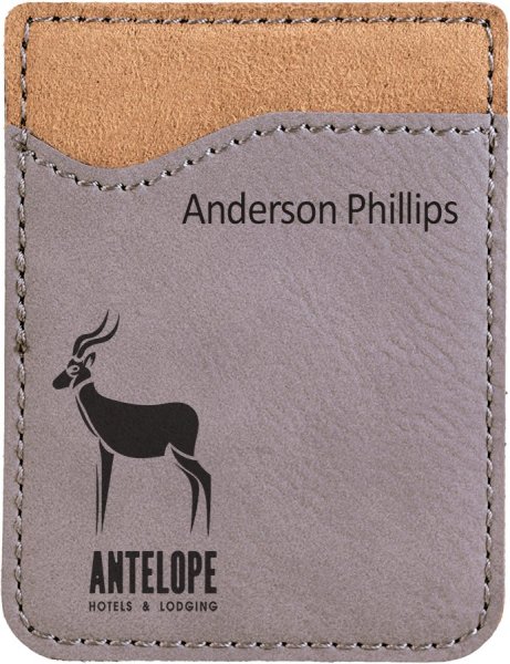 Gray Engraved Faux Leather Phone Wallet - Gray