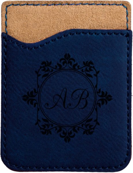 Blue/Black Engraved Faux Leather Phone Wallet - Blue