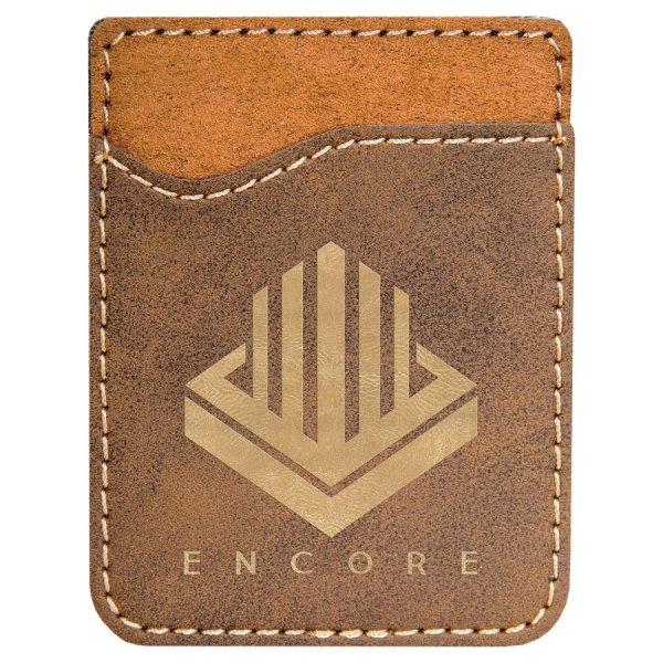 Rustic/Gold Engraved Faux Leather Phone Wallet - Rustic