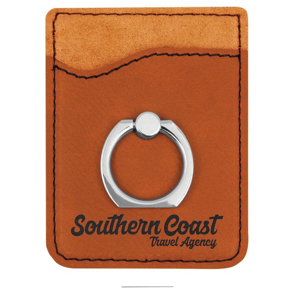 Rawhide Engraved Faux Leather Phone Wallet with Silver Ring - Rawhide
