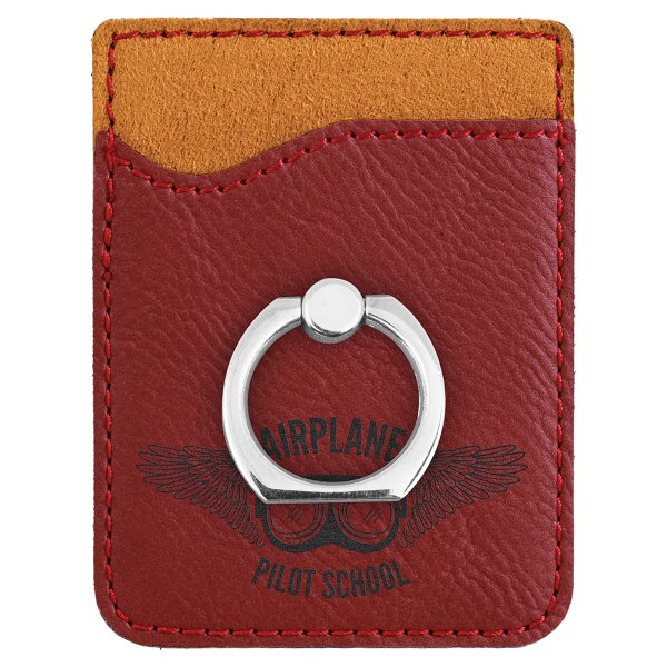 Rose Engraved Faux Leather Phone Wallet with Silver Ring - Rose