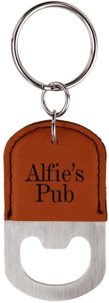 Oval Rawhide Engraved Faux Leather Bottle Opener Keychain - Rawhide